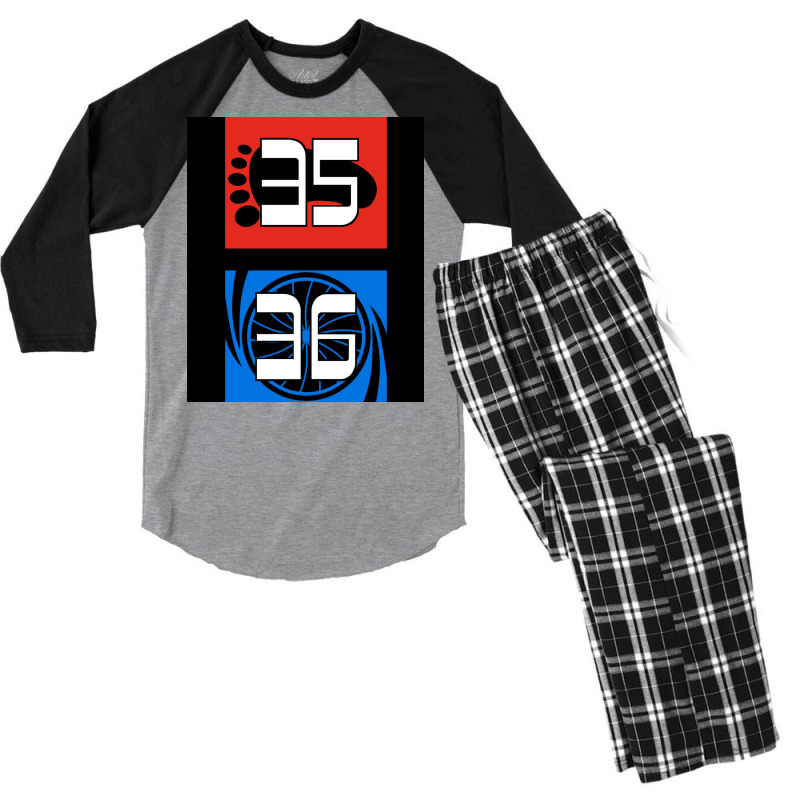 35 And 36 Sticker Poster Blue Men's 3/4 Sleeve Pajama Set | Artistshot