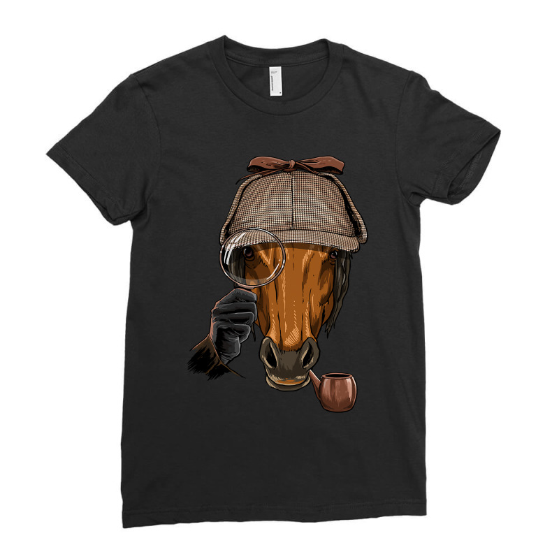 Detective Horse Spy Investigator Animal Horse Lover Cowboy 44 Ladies Fitted T-Shirt by SCOTTALLENZ | Artistshot