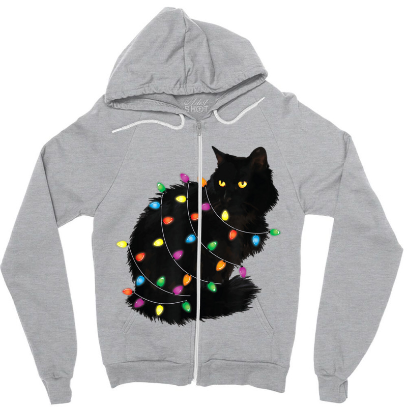 Black Cat Christmas Cat Mom Cat Dad Funny Xmas Cat Zipper Hoodie by Hugo M Garney | Artistshot