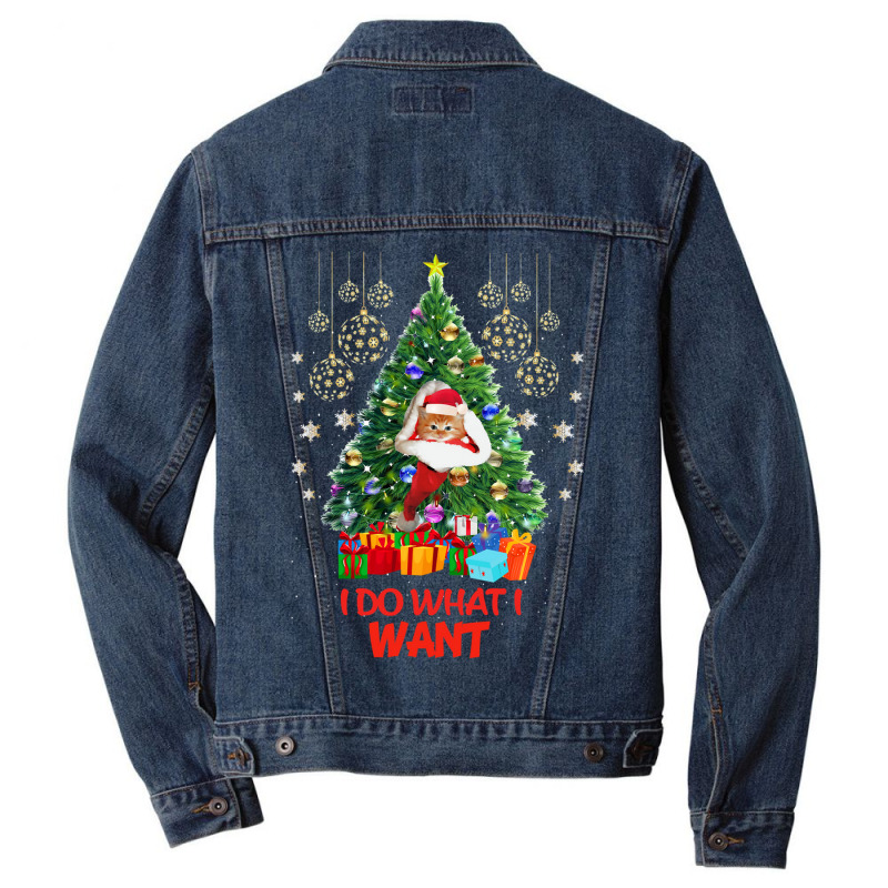 Black Cat Kitty Funny Cat Christmas Design Funny Cat Kitten Cat Men Denim Jacket by Hugo M Garney | Artistshot