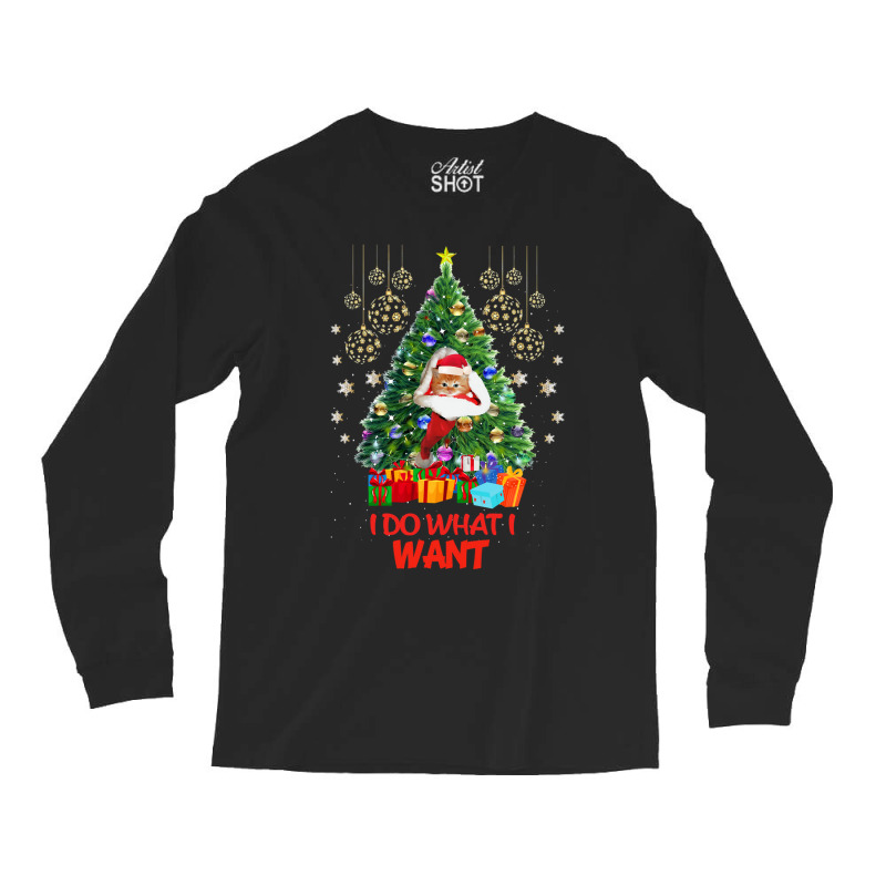 Black Cat Kitty Funny Cat Christmas Design Funny Cat Kitten Cat Long Sleeve Shirts by Hugo M Garney | Artistshot