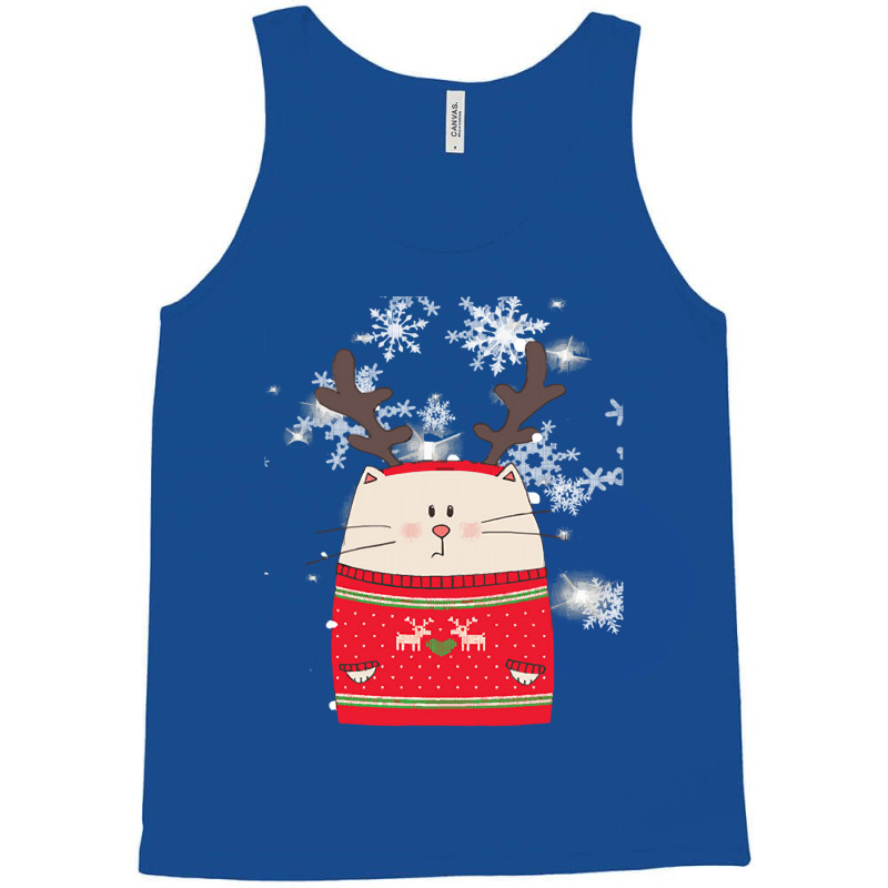 Cat Christmas Cute Cat Reindeer Christmas Costume Gift Tank Top by Hugo M Garney | Artistshot