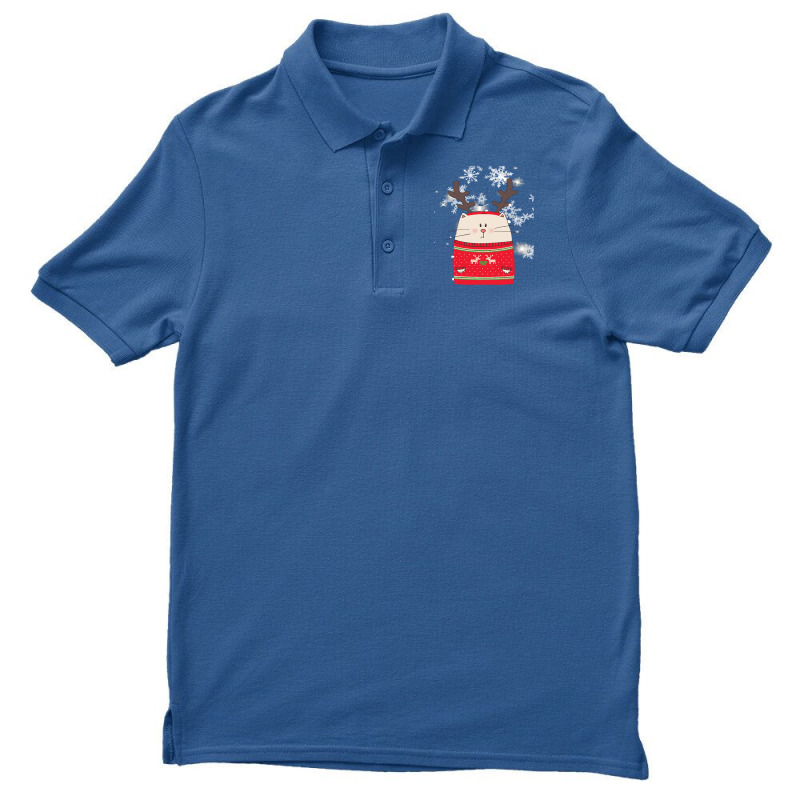 Cat Christmas Cute Cat Reindeer Christmas Costume Gift Men's Polo Shirt by Hugo M Garney | Artistshot