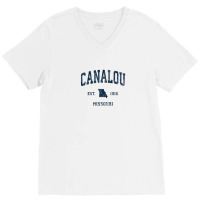 Canalou Missouri Mo Vintage Athletic Navy Sports Design V-neck Tee | Artistshot