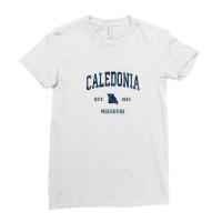 Caledonia Missouri Mo Vintage Athletic Navy Sports Design Ladies Fitted T-shirt | Artistshot