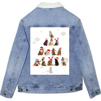 Cat Christmas Lovely Cats Christmas Tree Costume Unisex Sherpa-lined Denim Jacket | Artistshot