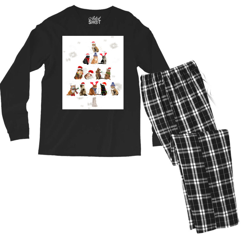 Cat Christmas Lovely Cats Christmas Tree Costume Men's Long Sleeve Pajama Set by Hugo M Garney | Artistshot