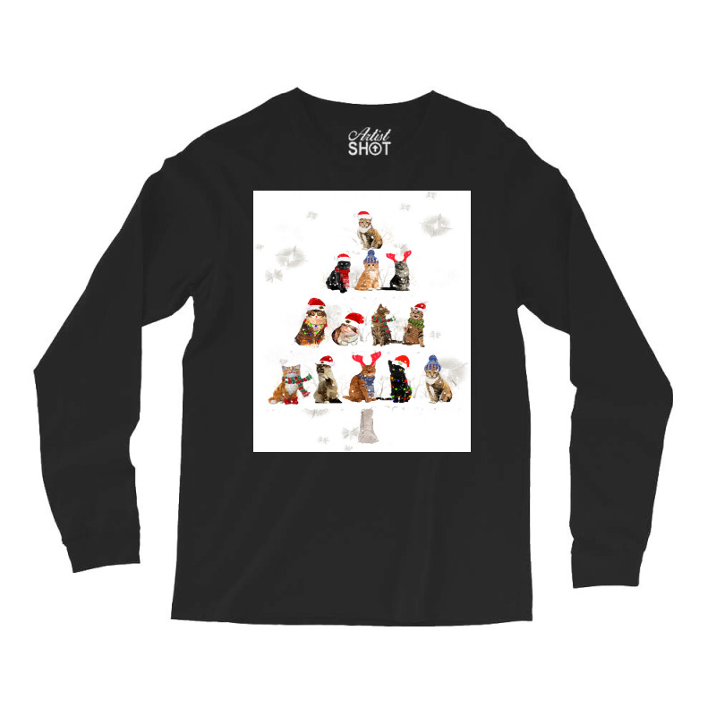 Cat Christmas Lovely Cats Christmas Tree Costume Long Sleeve Shirts by Hugo M Garney | Artistshot