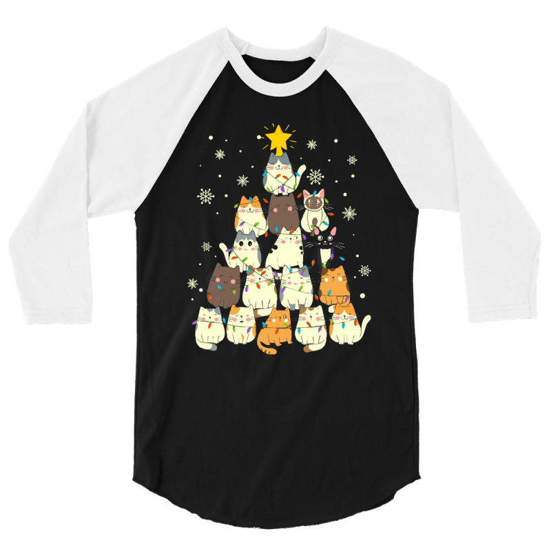 Cat Christmas Tree Christmas Cat Tree   Cat Lover Christmas 3/4 Sleeve Shirt by Hugo M Garney | Artistshot