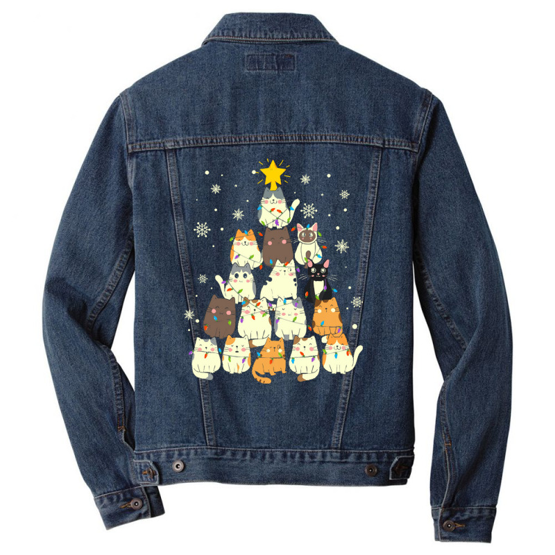 Cat Christmas Tree Christmas Cat Tree   Cat Lover Christmas Men Denim Jacket by Hugo M Garney | Artistshot