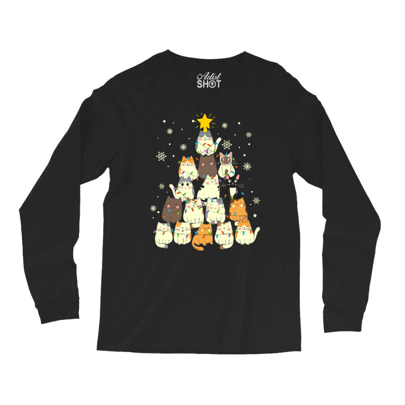 Cat Christmas Tree Christmas Cat Tree   Cat Lover Christmas Long Sleeve Shirts by Hugo M Garney | Artistshot