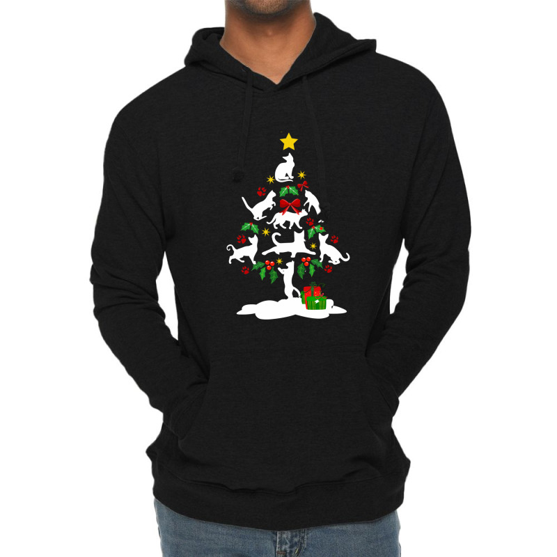 Cat Christmas Tree Xmas Gift For Cat Lovers Lightweight Hoodie by Hugo M Garney | Artistshot