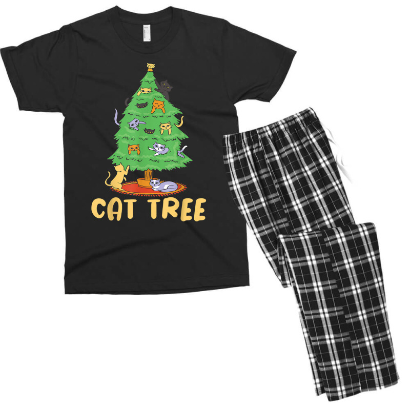 Cat Tree With Cats And Christmas Tree Men's T-shirt Pajama Set by Hugo M Garney | Artistshot