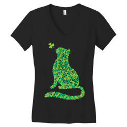 shamrock cat happy saint patricks day Women's V-Neck T-Shirt | Artistshot