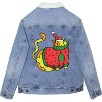 Christmas Cat Cat Christmas Unisex Sherpa-lined Denim Jacket | Artistshot