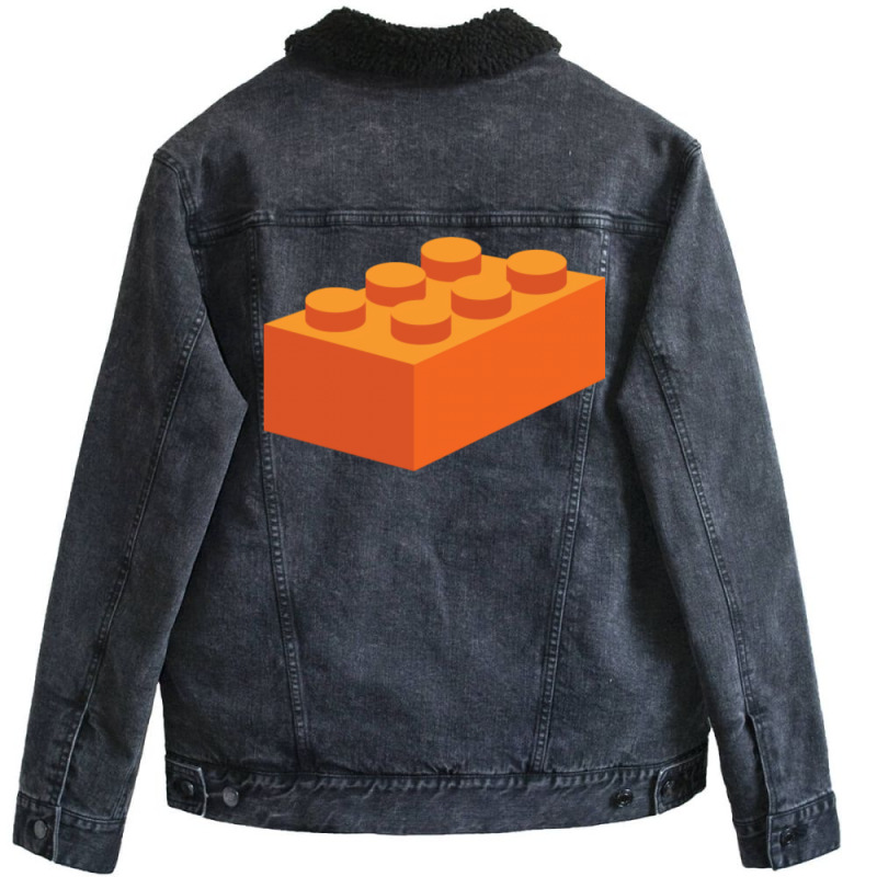 Building Blocks That Lock   Orange & Teal Unisex Sherpa-Lined Denim Jacket by fieldingnortheast | Artistshot