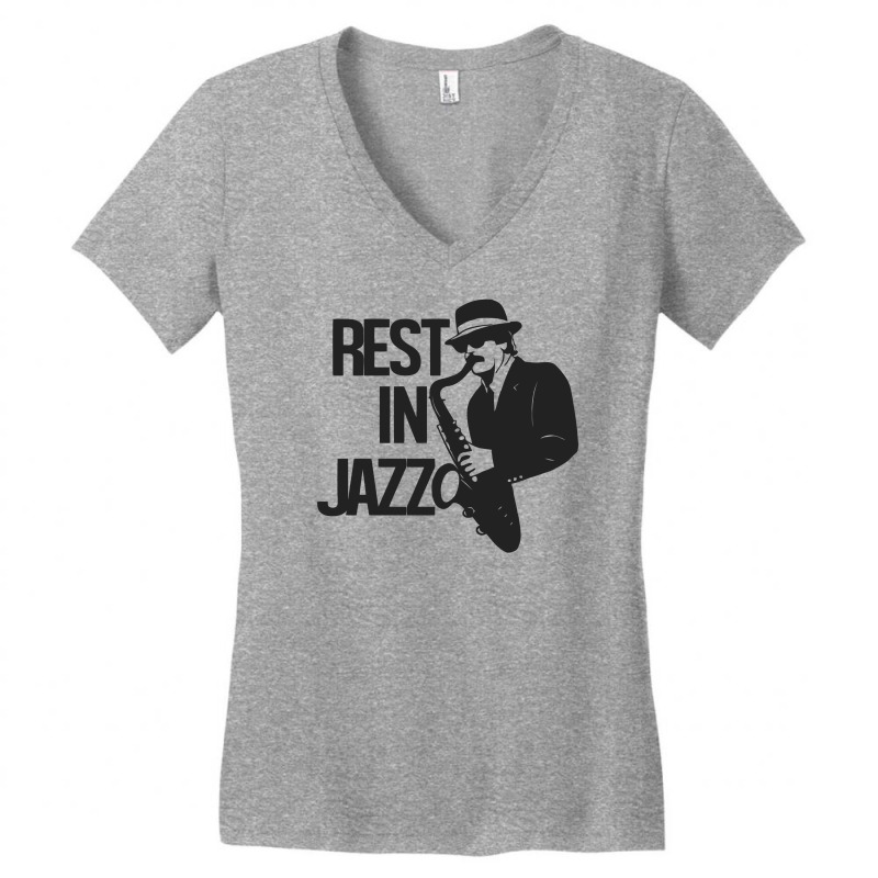 Rest In Jazz Funny Music Women's V-Neck T-Shirt by MilaMaftah | Artistshot