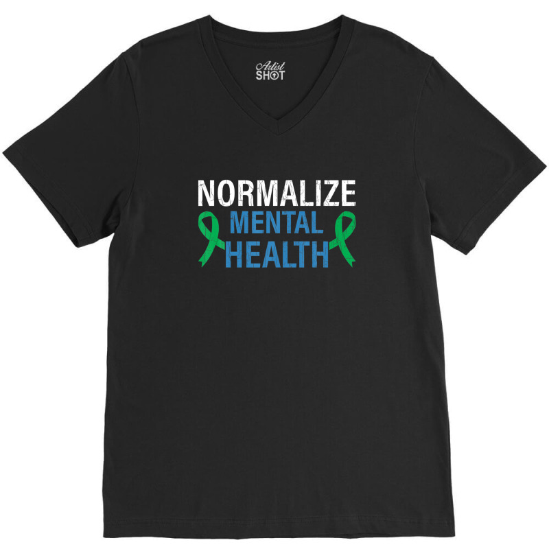 Normalize Mental Health Awareness Therapist Graphic V-neck Tee | Artistshot