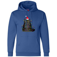 Funny Christmas Cat With Fairy Lights And A Christmas Hat Champion Hoodie | Artistshot