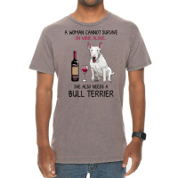 Bull Terrier And Wine Funny Dog Vintage T-shirt | Artistshot