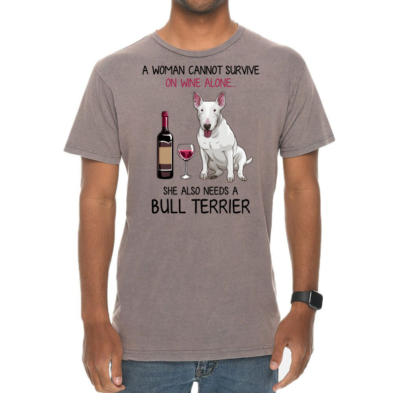 Bull Terrier And Wine Funny Dog Vintage T-Shirt by fieldingnortheast | Artistshot