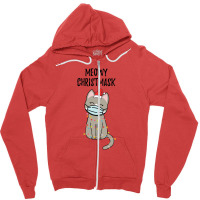 Meowy Christmask Cute Christmas Ca Zipper Hoodie | Artistshot