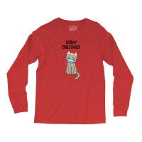 Meowy Christmask Cute Christmas Ca Long Sleeve Shirts | Artistshot