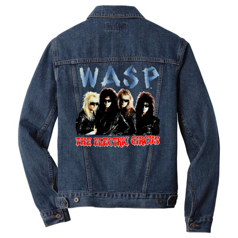 Wasp 1987 The Electric Circus Tour Concert Classic  Nostalgia Yellow Men Denim Jacket | Artistshot