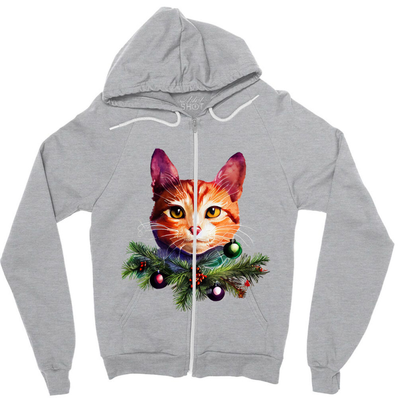 Orange Cat Christmas Vintage Cat Xmas Christmas Cat Pullover Zipper Hoodie by Hugo M Garney | Artistshot