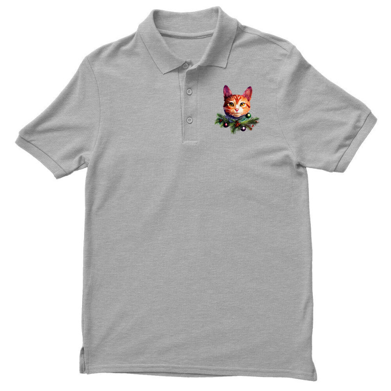 Orange Cat Christmas Vintage Cat Xmas Christmas Cat Pullover Men's Polo Shirt by Hugo M Garney | Artistshot