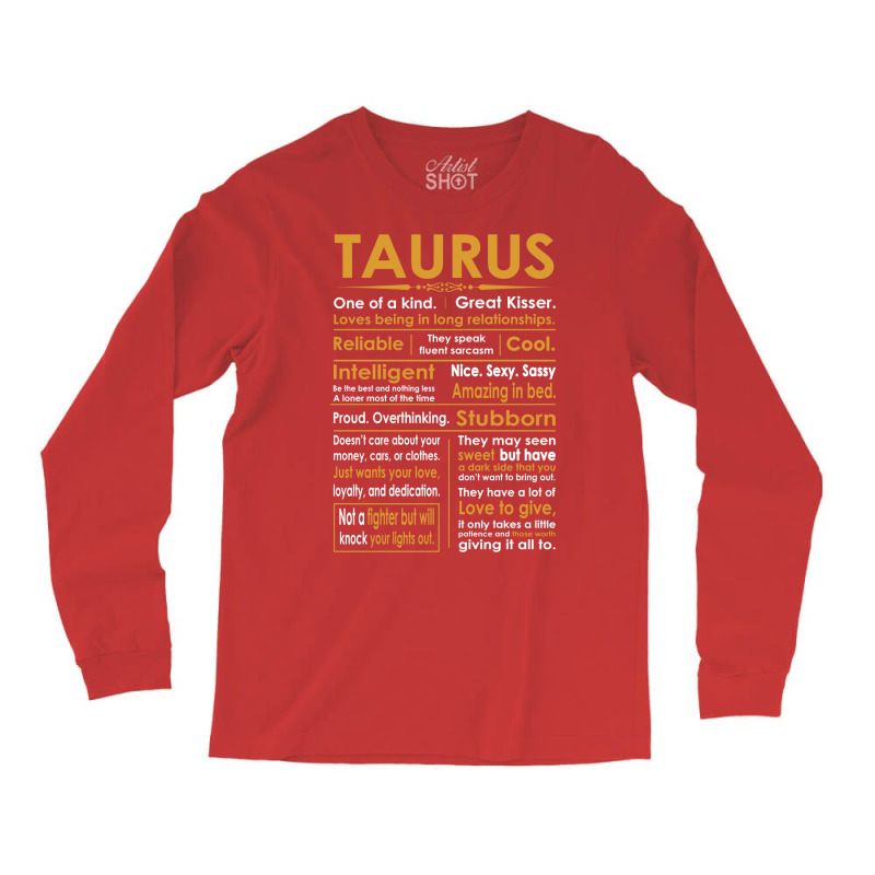 Funny Taurus Zodiac Sign Shirt Long Sleeve Shirts by futuristicperky | Artistshot