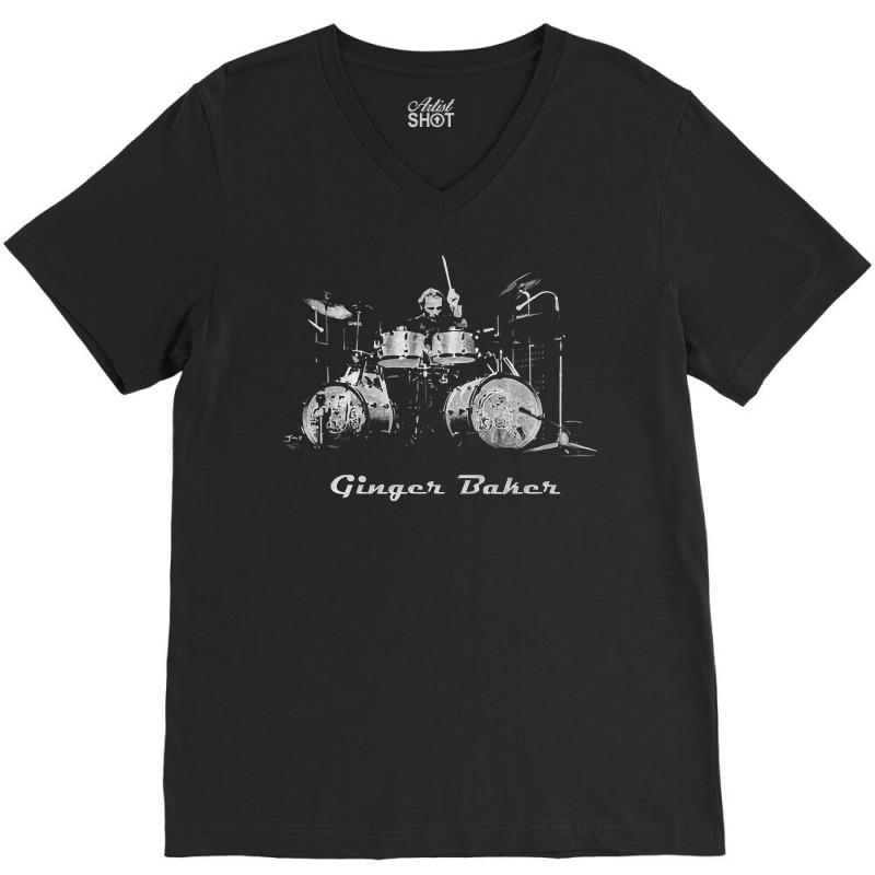 Ginger Baker Gift For Drummer V-Neck Tee by sheryntrenkk | Artistshot