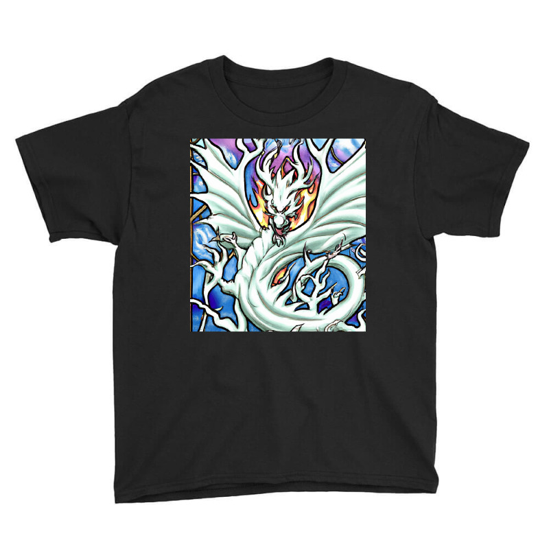 Hot Trend White Dragon Breathing Fire Stained Glass Youth Tee by declangreenwood | Artistshot