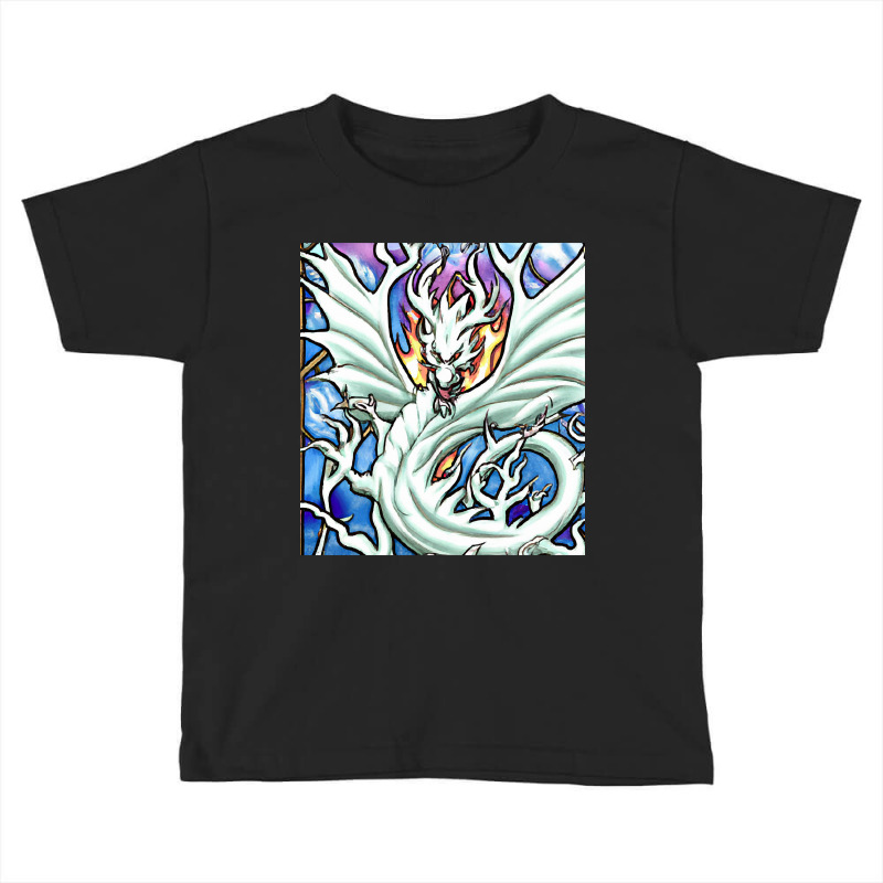 Hot Trend White Dragon Breathing Fire Stained Glass Toddler T-shirt by declangreenwood | Artistshot