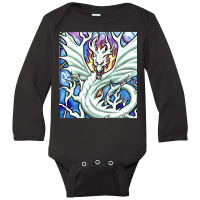 Hot Trend White Dragon Breathing Fire Stained Glass Long Sleeve Baby Bodysuit | Artistshot