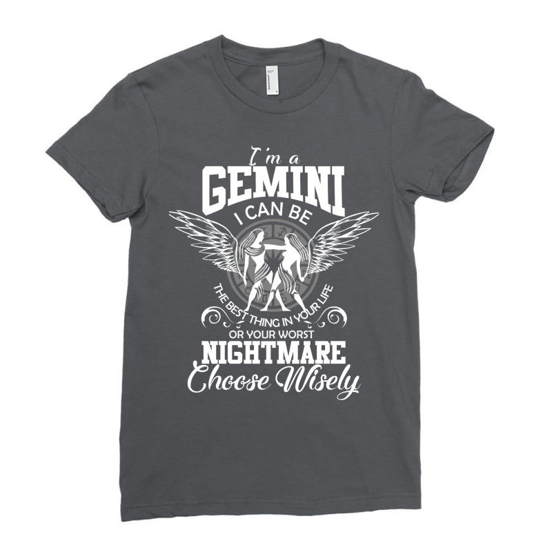 Gemini Zodiac Sign Funny Women Man Kids Birthday Gift Ladies Fitted T-Shirt by futuristicperky | Artistshot