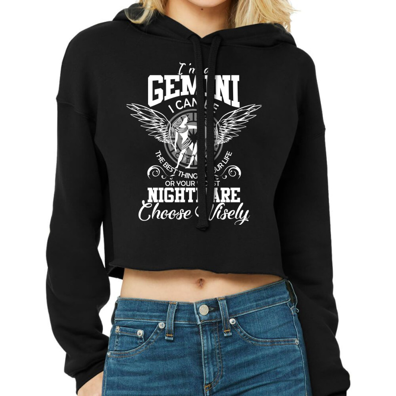 Gemini Zodiac Sign Funny Women Man Kids Birthday Gift Cropped Hoodie by futuristicperky | Artistshot