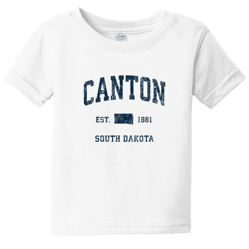 Canton South Dakota Sd Vintage Athletic Navy Sports Design Baby Tee | Artistshot