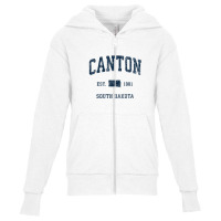 Canton South Dakota Sd Vintage Athletic Navy Sports Design Youth Zipper Hoodie | Artistshot