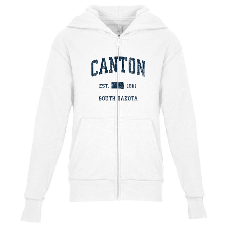 Canton South Dakota Sd Vintage Athletic Navy Sports Design Youth Zipper Hoodie | Artistshot