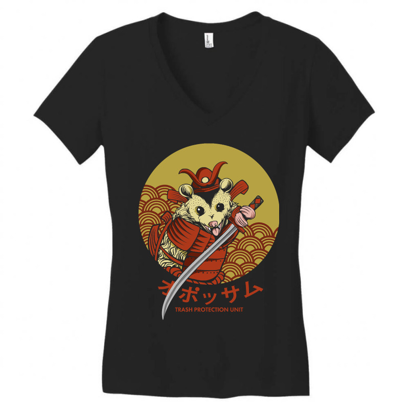 Hot Trend Samurai Opossum Trash Protection Unit Women's V-Neck T-Shirt by macklinsampson | Artistshot