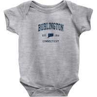 Burlington Connecticut Ct Vintage Athletic Navy Sports Desig Baby Bodysuit | Artistshot