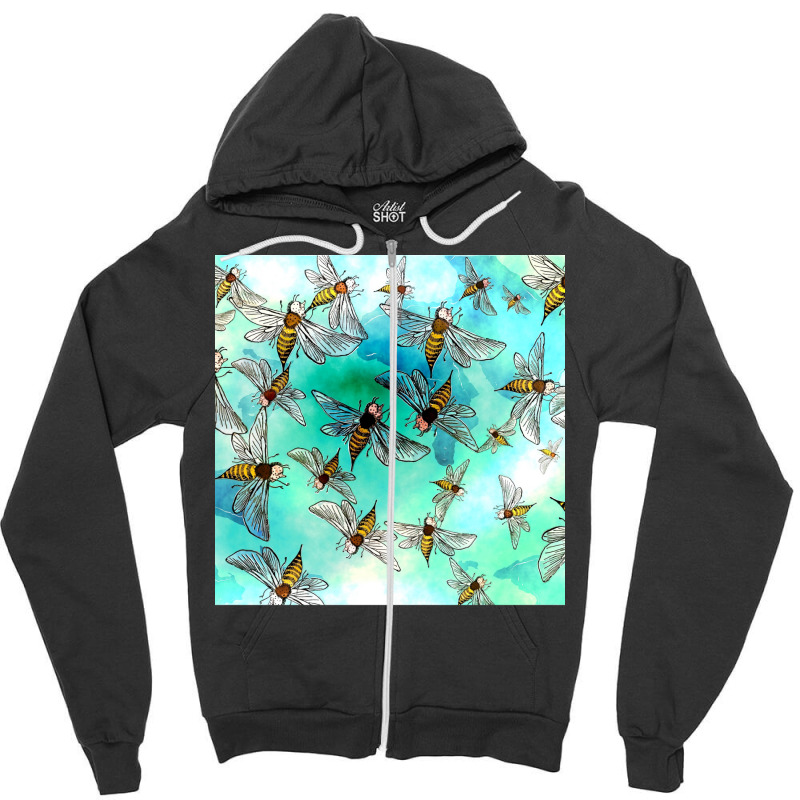 Template Pattern Design Poster Green Zipper Hoodie | Artistshot