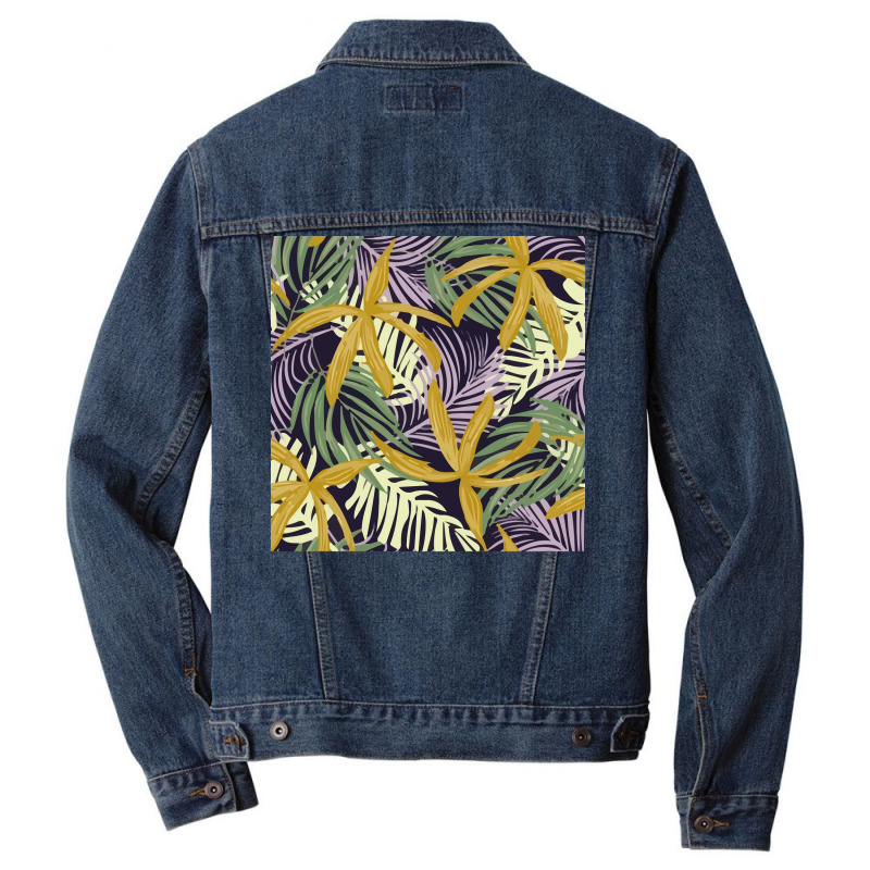 Trend Pattern With Colorful Tropical Leaves Plants Poster Travel Men Denim Jacket | Artistshot