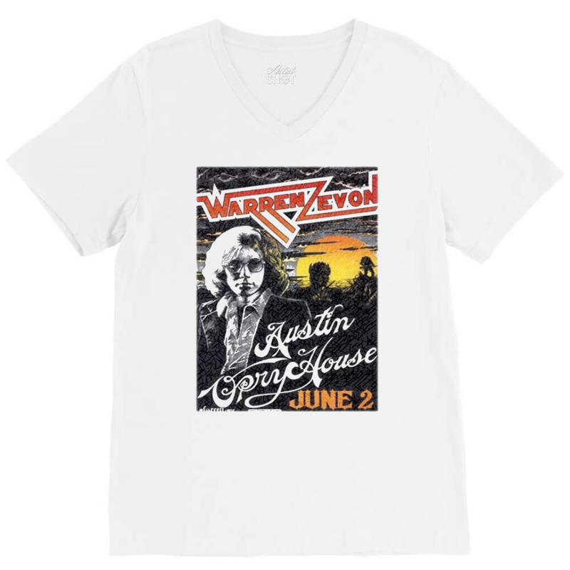 Warren Zevon Vintage Concert Poster At The Austin Opry House V-neck Tee | Artistshot