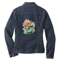 Deluxe Edition Of Myth Duel Card 3 1 Ladies Denim Jacket | Artistshot