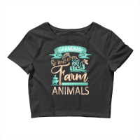 Farm Animals T  Shirt Grandma Who Loves Farm Animals   Cow Pig Goat Lo Crop Top | Artistshot