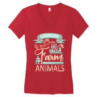 Farm Animals T  Shirt Grandpa Who Loves Farm Animals  Cow Pig Goat Lov Women's V-neck T-shirt | Artistshot