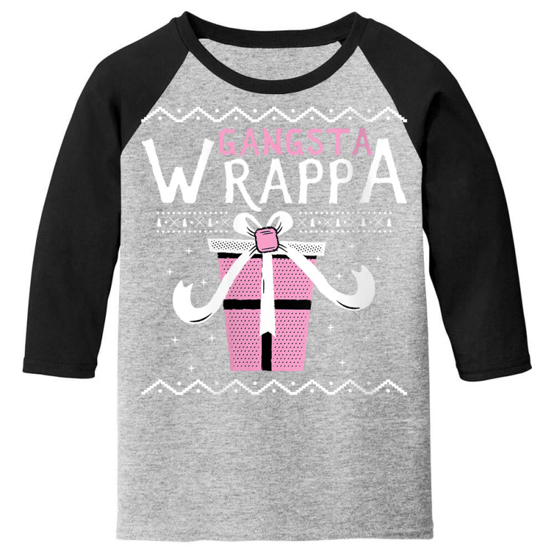 Womens Funny Gangsta Wrapper Wrapping Christmas Presents Design V Neck Youth 3/4 Sleeve | Artistshot