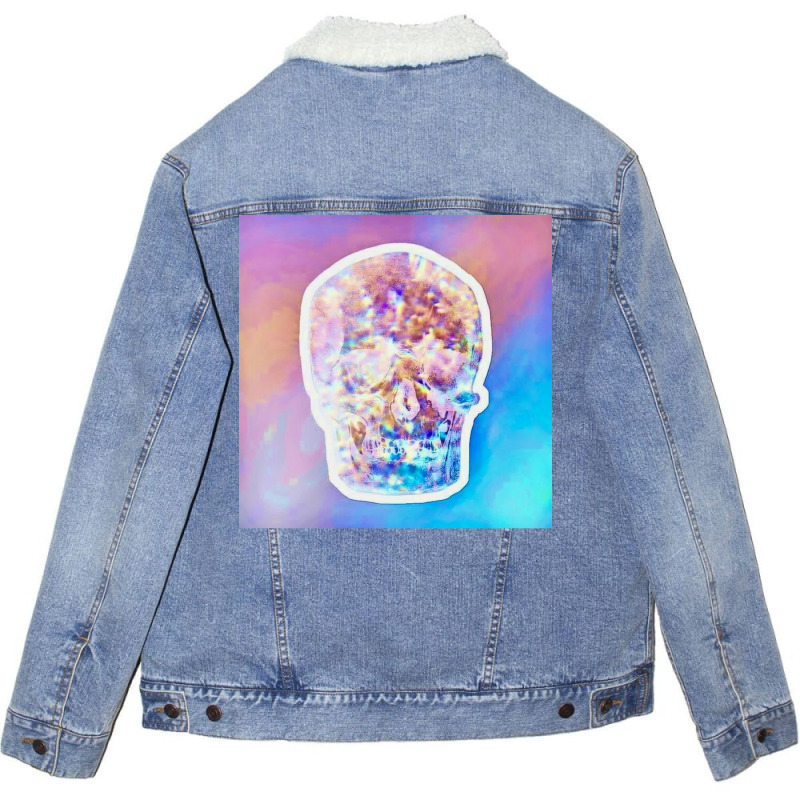 Holograph Skull Poster Boy Unisex Sherpa-Lined Denim Jacket by persiefennink | Artistshot